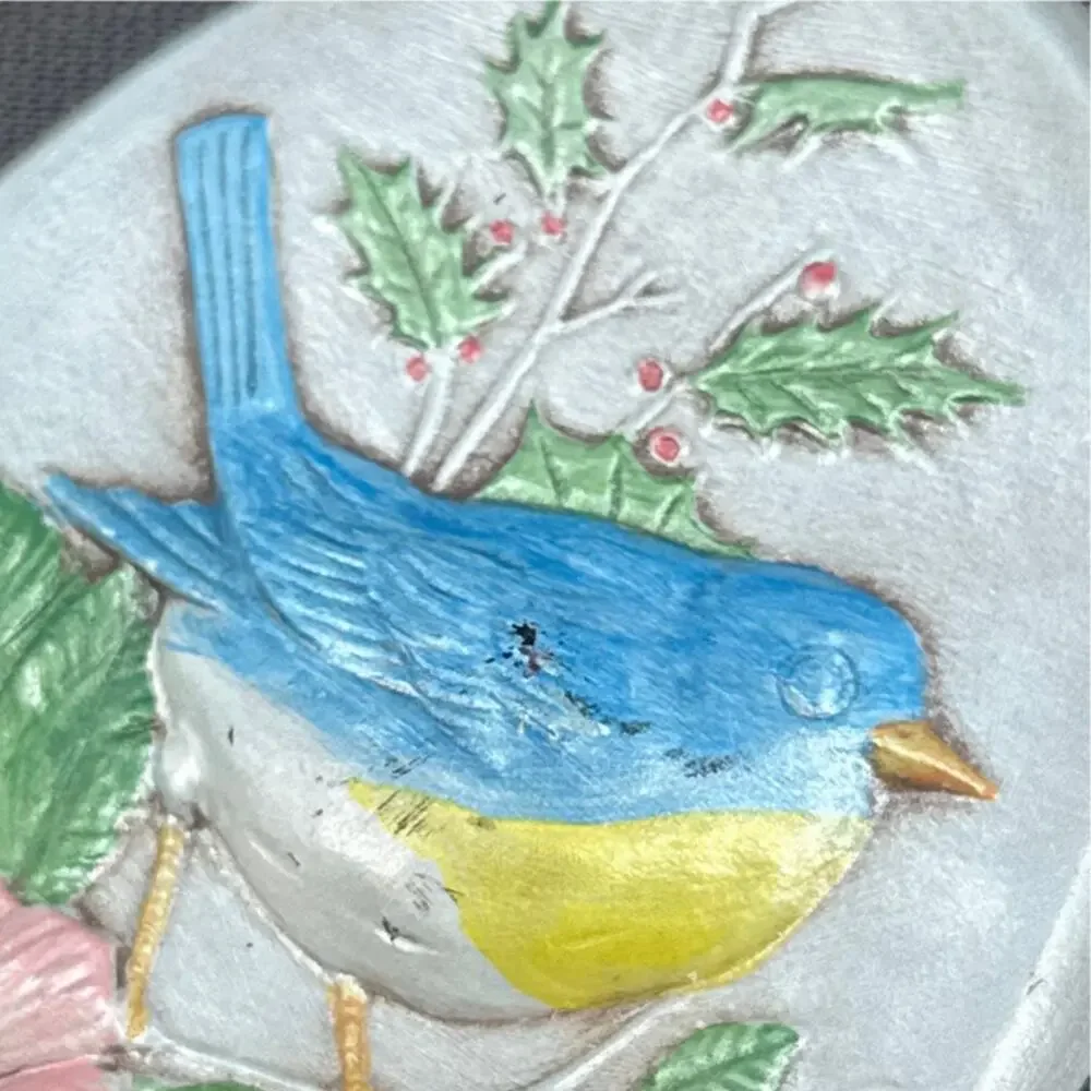 VTG Hand Painted Christmas Ornaments Lot of 6 Kitschy Holiday Mouse Deer Bird US